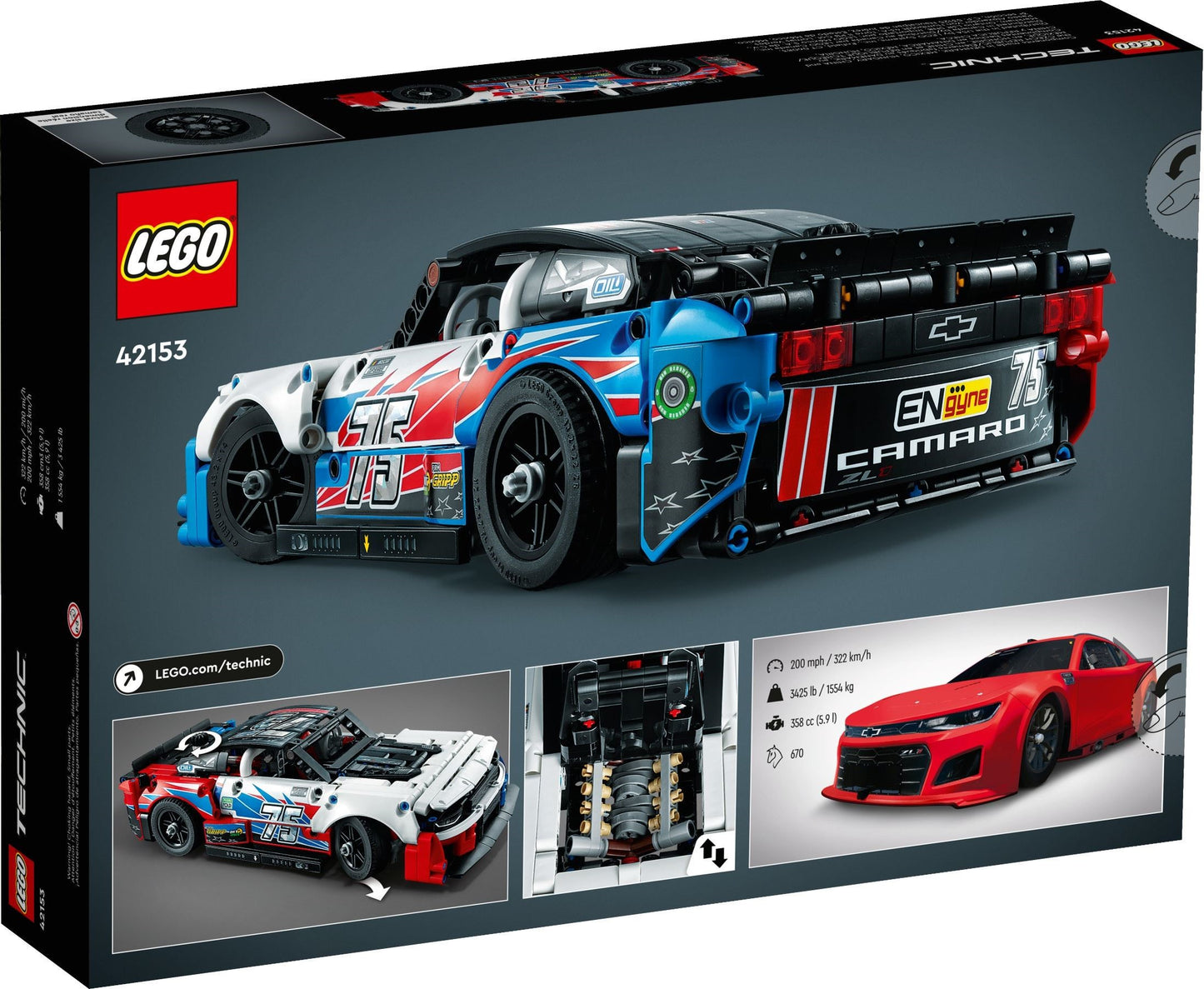 LEGO 42153 Technic NASCAR Next Gen Chevrolet Camaro ZL1 - Imperfect box