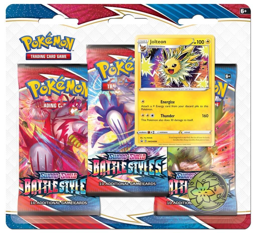 Pokemon TCG Sword & Shield Battle Styles 3 Pack Booster Blister - Jolteon