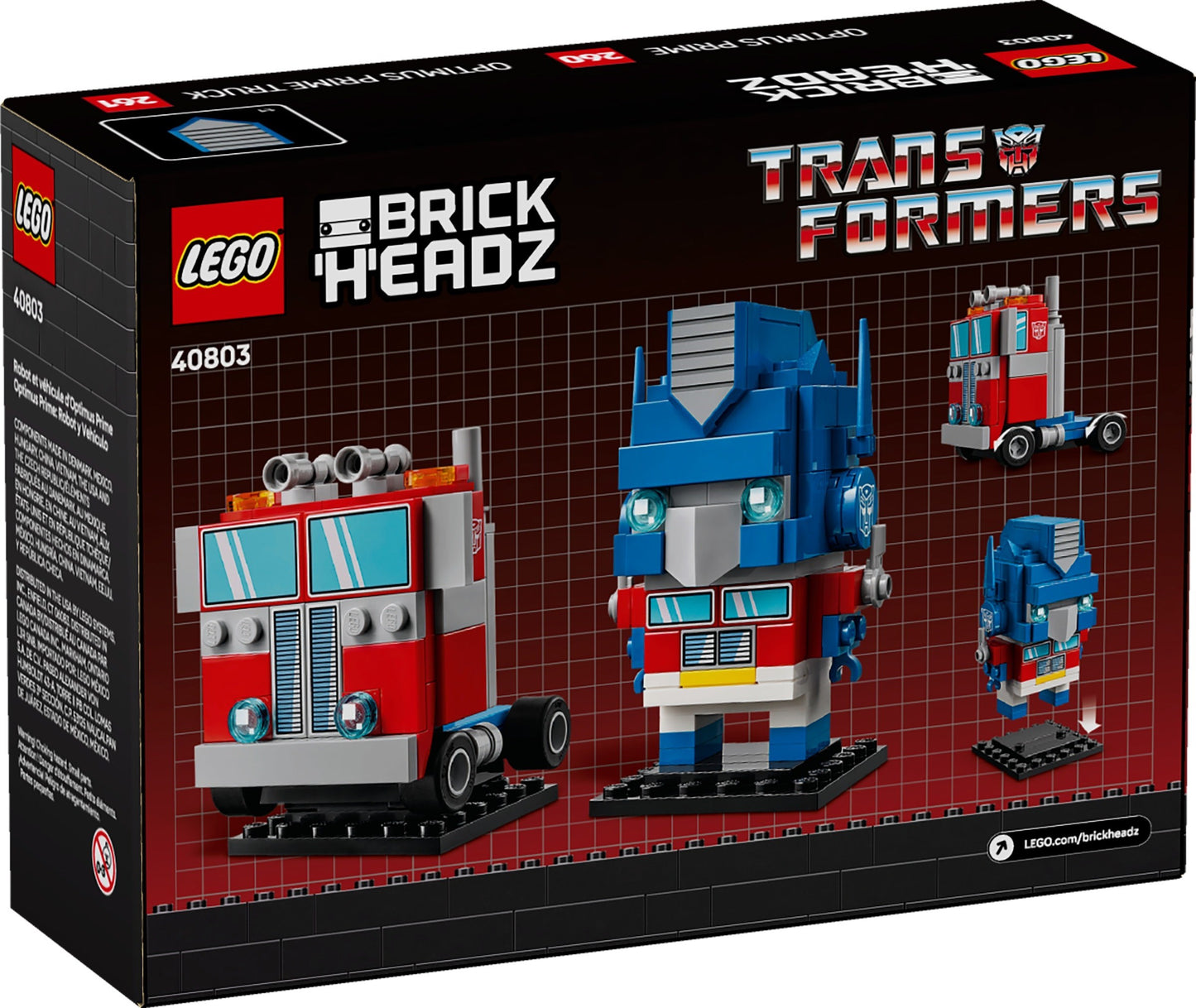 LEGO 40803 Brickheadz Optimus Prime Robot & Vehicle