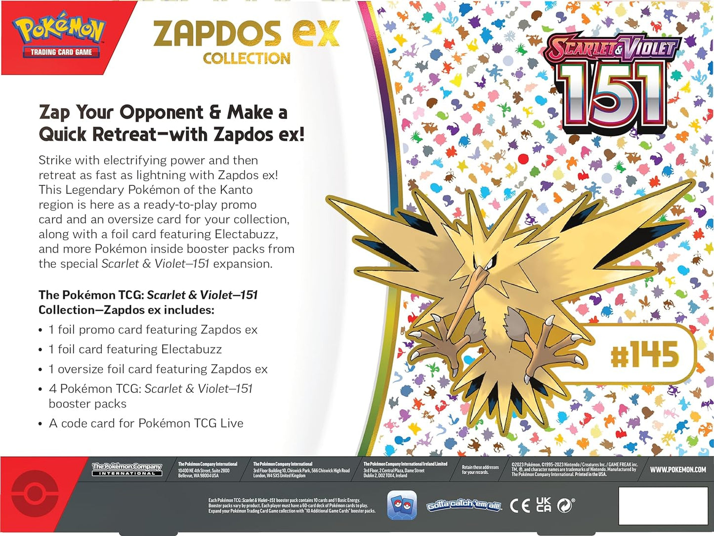Pokemon TCG Scarlet & Violet 151 Zapdos ex Collection